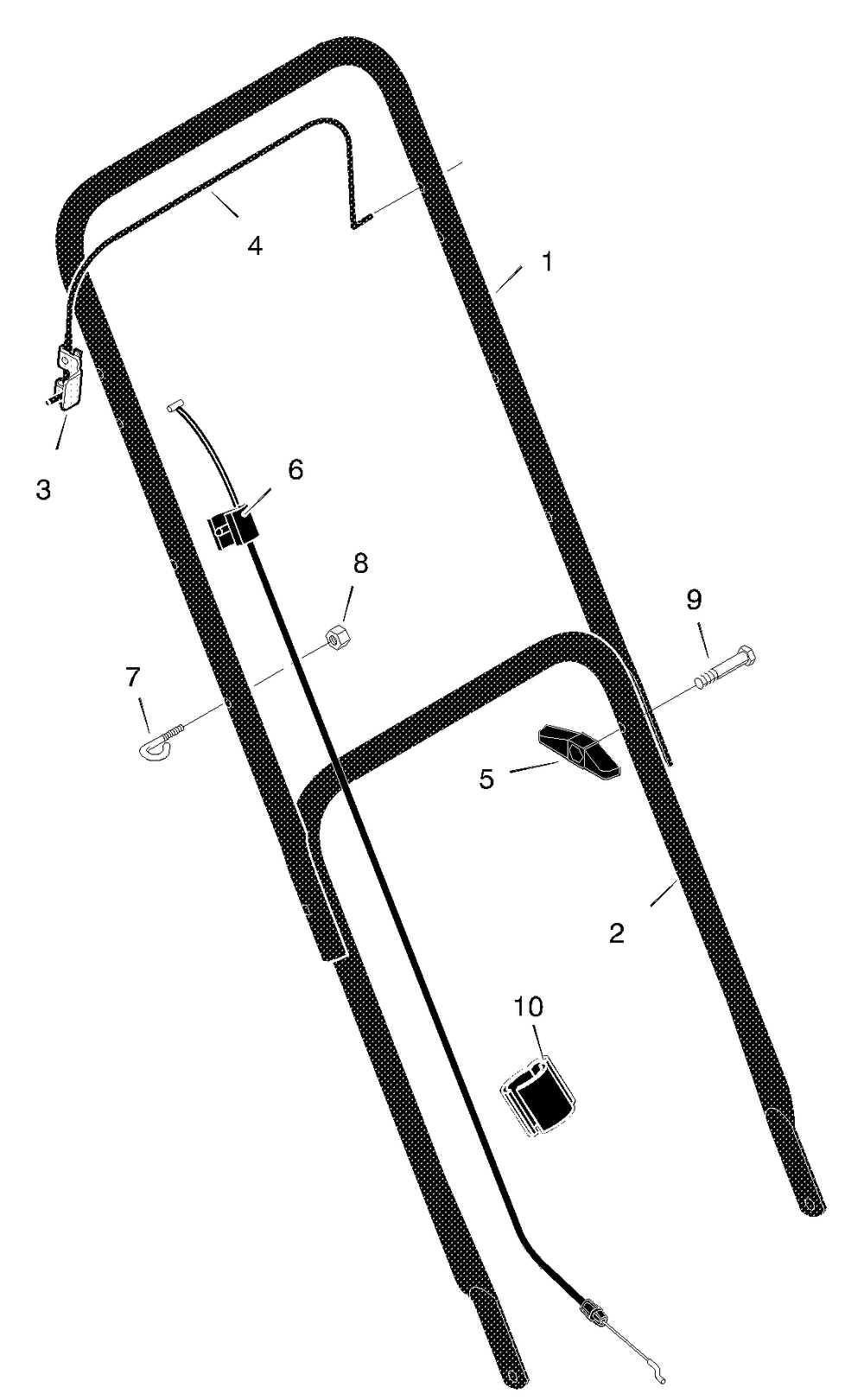 Handle Assembly Diagram and Parts List for 22117X92B 2001 Briggs and Stratton Lawn Mower